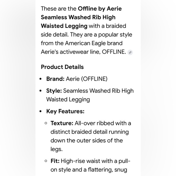 New NWOT Offline by Aerie Seamless Washed Rib High Waisted Leggings Women’s XS - Picture 6 of 6